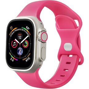 Silicone Band Compatible with Apple Watch Band 38mm 40mm 41mm 42mm 44mm 45mm 49mm, Soft Silicone Sport Bands Replacement Strap for Apple Watch Ultra 2 Ultra SE Series 9 8 7 6 5 4 3 2 1 for Women Men