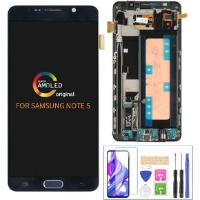 A-MIND for Samsung Galaxy Note 5 N920 SM-N920A N920i N920P N920T N920V 5.7inch Touch Screen Digitizer LCD Display Assembly Replacement Kits with Frame,Screen Protector+Tools (Blue with Frame)