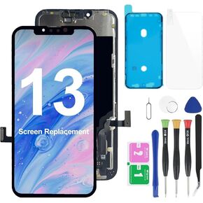 YUSE لهاتف iPhone 13 (موديل A2633 A2482 A2631 A2634 A2635) استبدال الشاشة 6.1 بوصة LCD ثلاثية الأبعاد تعمل باللمس مجموعة أدوات إصلاح محول الأرقام مع واقي الشاشة