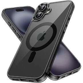 JETech Magnetic Case for iPhone 16 6.1-Inch Compatible with MagSafe, Shockproof Phone Bumper Cover, Anti-Scratch Clear Back (Clear)