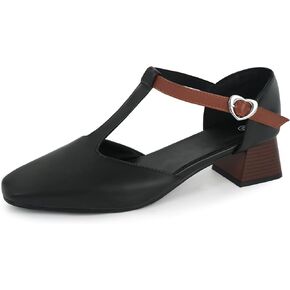 starmerx Women's Plus-Size Square Toe T-Strap Mary Jane Heels Larger Sizes Chunky Ankle Strap Buckle Pumps Comfortable Dress Shoes Size 12 13 14 15 US