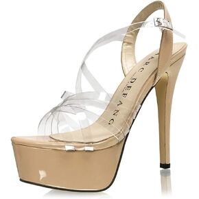 Marc Defang Womens Marc Tops Clear Transparent Straps Pageant Platform Pumps