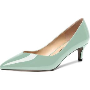 AMBELIGHT Womens Casual Slip On Pointed Toe Dress Shoes Patent Kitten Low Heel Pumps Shoes 2 Inch