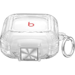 Valkit Compatible Beats Fit Pro Case Cover Clear with Lock, Full Body Beats Fit Pro Earbuds Protective Case Transparent Shockproof Skin with Anti-Lost Keychain for Beats Fit Pro 2021