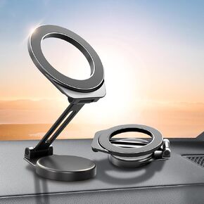 Magnetic Phone Holder for Car，[All-Metal] Foldable Magnetic Phone Holder for Car, 360° Rotation Car Mount Strong Magnets Car Phone Holder Fits iPhone 15 14 13 12 Pro Max All Smartphones