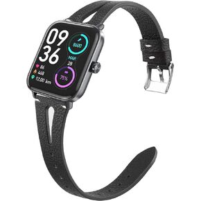 IDW13,IDW16,IDW19 Smartwatch Bands, Lamshaw Slim Vintage Leather Strap Replacement Compatible for TOOBUR,TEMINICE,VRPEFIT,Konitee,Gydom,Faweio IDW13 Watch / Woneligo W3 / TOOBUR,Faweio IDW16 Watch / Quican W16 Watch / MILOUZ,Amzhero,A-TGTGA,TOOBUR IDW19 W