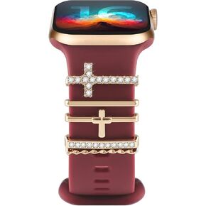 ALMNVO Bling Diamond Charms for Apple Watch Bands Charms 46mm 45mm 44mm 42mm 41mm 40mm 38mm 49mm,Sparkle Metal Sliding Decorative Rings Bracelet for iWatch Ultra/2 Series 10 9 8 7 se 6 5 4 3 Women
