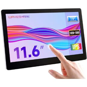 شاشة LCD تعمل باللمس سعوية 11.6 بوصة مع حافظة متوافقة مع Raspberry Pi 4B/3B+/3A+/2B/B+/A+/Zero/Zero W/WH/Zero 2W CM3+/4 1920×1080 دقة HDMI IPS تدعم Jetson Nano/Windows