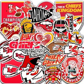 35 PCS Kansas City Stickers Decal for Chiefs Stickers Pack Football Stickers for Water Bottle, Laptop, Bicycle, Computer, Motorcycle, Travel Case, Car Decal Decoration Sticker