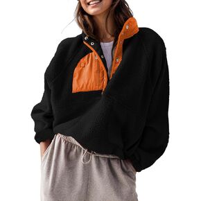 AMEBELLE Women’s Lightweight Fleece Pullover Jacket Cropped Fall Winter Fuzzy Sherpa Jacket Sweatshirt Coat with Pockets