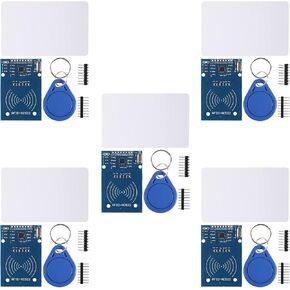 5PCS RFID Kit Mifare RC522 Reader Module RF IC Card Sensor Module with S50 White Card+Key Ring
