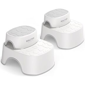 Maliton 2 Step Stool for Toddlers, Baby Kids Step Stool for Bathroom Sink, Anti-Slip Child Stool for Safety, Step Stool for Kids Toilet Potty Training, 2 Pack