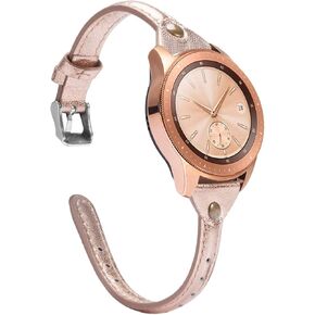 Wearlizer Slim Leather Compatible with Samsung Galaxy Watch 7/FE/6/5/5 Pro/Watch 4 40mm 44mm/Watch 4 Classic 42mm 46mm/Watch 3 41mm/Active 2 Band Women, 20mm Watch Strap for Garmin Vivoactive 3-Beige
