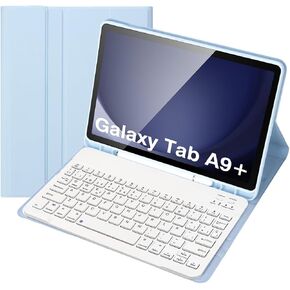 Keyboard Case for Samsung Galaxy Tab A9+ Plus 11 inches 2023, Spanish Ñ Detachable Keyboard with Pencil Holder for SM-X210/X216/X218,Black