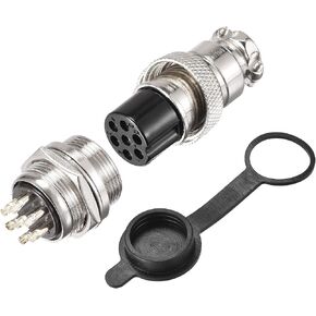 MECCANIXITY Aviation Connector Set 20mm 7 Terminals 5A 150V, GX20 Waterproof Male Female Connector Fittings with Plug Cover Pack of 5 Sets