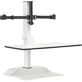 Safco Products 2193WH Soar by Safco Electric Sit, Stand Desk Converter, Dual Monitor Mount, White