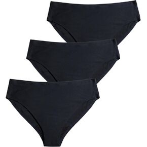 DIVA Reusable Period Underwear - Quick Dry Menstrual Underwear - Period Panties - Seamless Bikini, Black, XS/S (3 Pack)