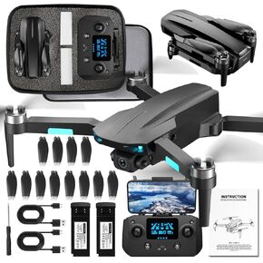 HHD GPS Drones with Camera for Adults 4k, 50 Mins Flight Time, Under 249g, 3800ft FPV Transmission, Brushless Motor, Max Speed 15m/s, Foldable Drone for Adults, Beginner (Black)