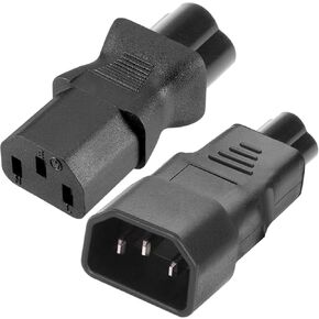 IEC C14/C13 to C5/C6 Cloverleaf Power Adapter for Kettle, 3 Pin Male Female IEC320 AC 250V 10A Plug Socket Connector Converter for Laptop UPS Monitor, 2 PCS