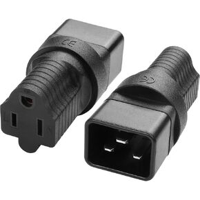 YACSEJAO 2 Pack IEC C20 to NEMA 5-15R Power Adapter 15A 125V NEMA 5-15P to C20 AC Power Converter for PDUs and Network Equipment
