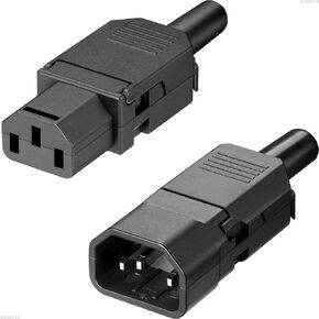 3 Pin Terminal Quick Connectors, 10A 250V IEC320 C13 Female + C14 Male Inline Power Plug Adapter Socket Connector