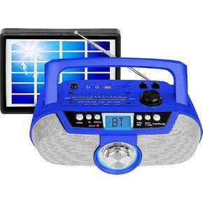 Technical Pro BOOMBLUE2R Rechargeable Bluetooth Portable Solar Powered Speaker with USB/SD Inputs, 30 Feet Bluetooth Range, Lightweight & Compact Design, Perfect On-The-Go Speaker-Red