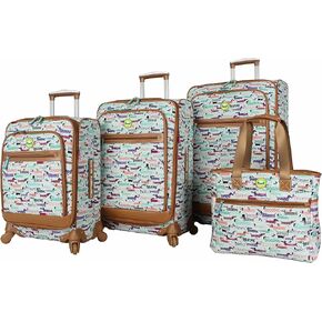 Lily Bloom Luggage Set 4 Piece Suitcase Collection with Spinner Wheels for Woman (Wildwoods)