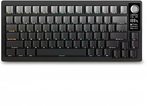 FKZ LT75 75% Wireless Mechanical Keyboard,Gasket Hot Swappable Custom RGB Backlit NKRO TKL Gaming Keyboard with Screen&Knob PBT Keycaps BT5.0/2.4G/Type-C Wired Keyboard for Office/Gamer (Black-Gray) in Saudi Arabia