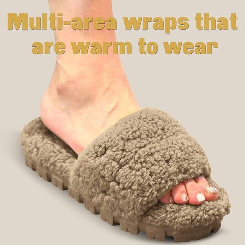 House Slippers for women Fluffy Slippers Open Toe House Shoes Anti-skid Warm Breathable Comfortable Platform Slippers Indoor Outdoor in Saudi Arabia