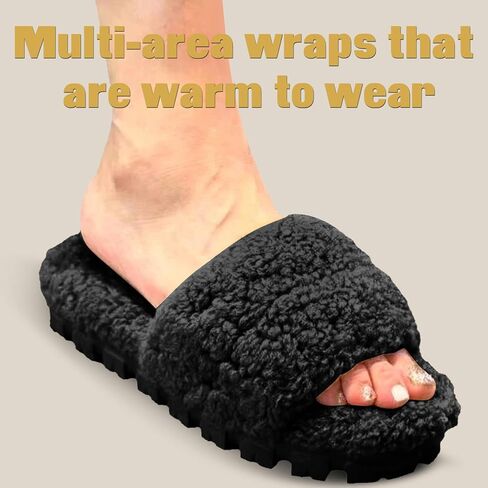 House Slippers for women Fluffy Slippers Open Toe House Shoes Anti-skid Warm Breathable Comfortable Platform Slippers Indoor Outdoor in Saudi Arabia