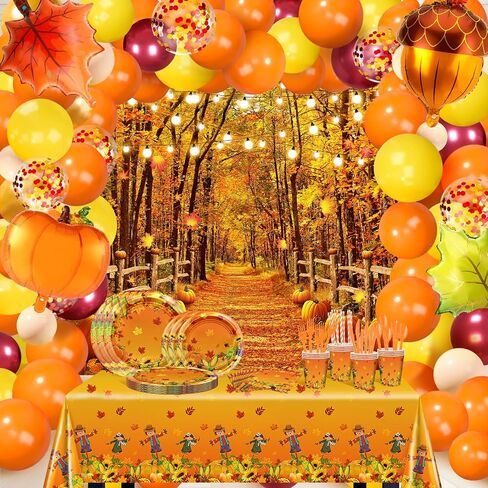 Avezano Fall Backdrops for Photography Autumn Maple Leaves Forest Path Photo Background Thanksgiving Holiday Portrait Photoshoot Backdrop Rustic Yellow Natural Harvest Pumpkin Banner (7x5ft) in Saudi Arabia