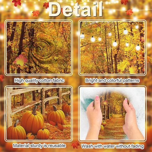 Avezano Fall Backdrops for Photography Autumn Maple Leaves Forest Path Photo Background Thanksgiving Holiday Portrait Photoshoot Backdrop Rustic Yellow Natural Harvest Pumpkin Banner (7x5ft) in Saudi Arabia
