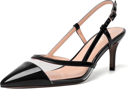 NUMALEO Womens Patent Pointed Toe Bridal Casual Buckle Ankle Strap Kitten Mid Heel Pumps Shoes 2.5 Inch in Saudi Arabia