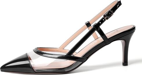 NUMALEO Womens Patent Pointed Toe Bridal Casual Buckle Ankle Strap Kitten Mid Heel Pumps Shoes 2.5 Inch in Saudi Arabia