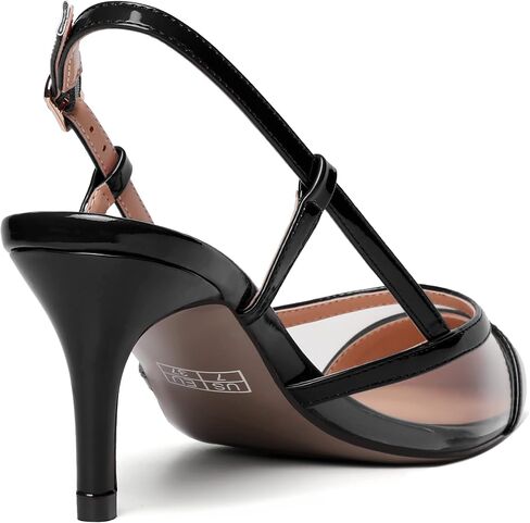 NUMALEO Womens Patent Pointed Toe Bridal Casual Buckle Ankle Strap Kitten Mid Heel Pumps Shoes 2.5 Inch in Saudi Arabia