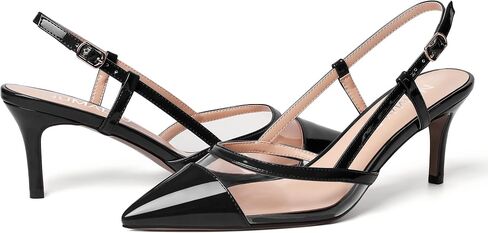 NUMALEO Womens Patent Pointed Toe Bridal Casual Buckle Ankle Strap Kitten Mid Heel Pumps Shoes 2.5 Inch in Saudi Arabia