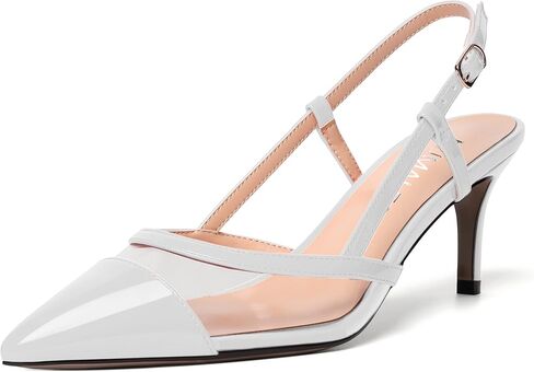 NUMALEO Womens Patent Pointed Toe Bridal Casual Buckle Ankle Strap Kitten Mid Heel Pumps Shoes 2.5 Inch in Saudi Arabia