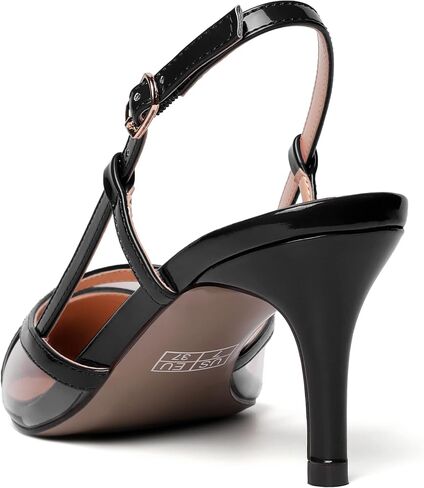 NUMALEO Womens Patent Pointed Toe Bridal Casual Buckle Ankle Strap Kitten Mid Heel Pumps Shoes 2.5 Inch in Saudi Arabia