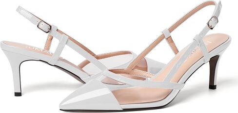 NUMALEO Womens Patent Pointed Toe Bridal Casual Buckle Ankle Strap Kitten Mid Heel Pumps Shoes 2.5 Inch in Saudi Arabia