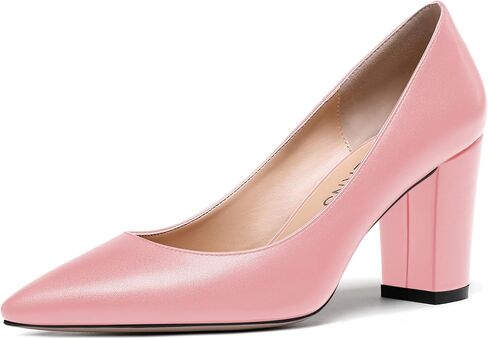 WAYDERNS Women's Slip On Matte Pointed Toe Block High Heel Pumps Shoes 3.5 Inch in Kuwait