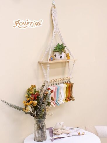 POVETIRE حامل مشبك مصاصة منظم مرايل الطفل، حامل مرايل لعاب الطفل المحايد - منظم ملابس تجشؤ الطفل، تخزين معلق لديكور الحائط لغرفة الأطفال حديثي الولادة من الفتيات والفتيان in Kuwait