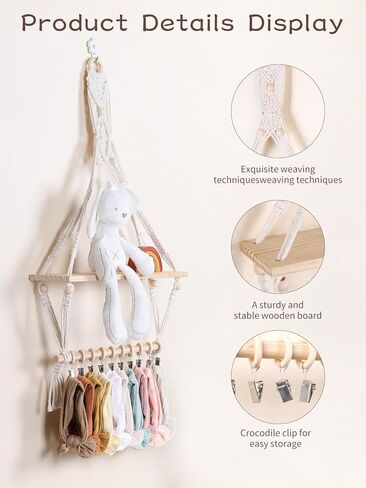 POVETIRE حامل مشبك مصاصة منظم مرايل الطفل، حامل مرايل لعاب الطفل المحايد - منظم ملابس تجشؤ الطفل، تخزين معلق لديكور الحائط لغرفة الأطفال حديثي الولادة من الفتيات والفتيان in Kuwait