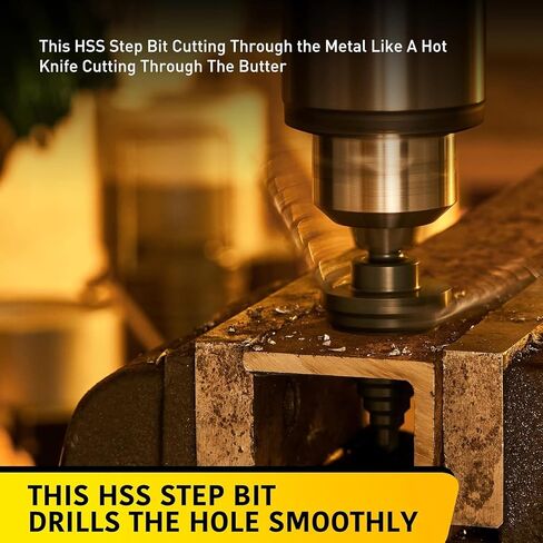 Titanium Step Drill Bit Set, 5PCS HSS Step Drill Bits, 50 Sizes in 5 High-Speed Steel Bits for Sheet Metal with Aluminum Case in Kuwait