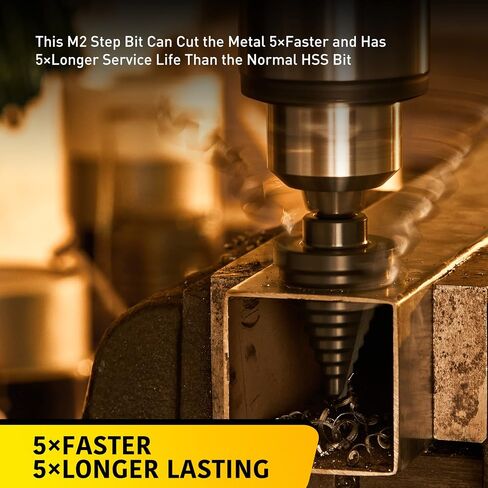 Titanium Step Drill Bit Set, 5PCS HSS Step Drill Bits, 50 Sizes in 5 High-Speed Steel Bits for Sheet Metal with Aluminum Case in Kuwait