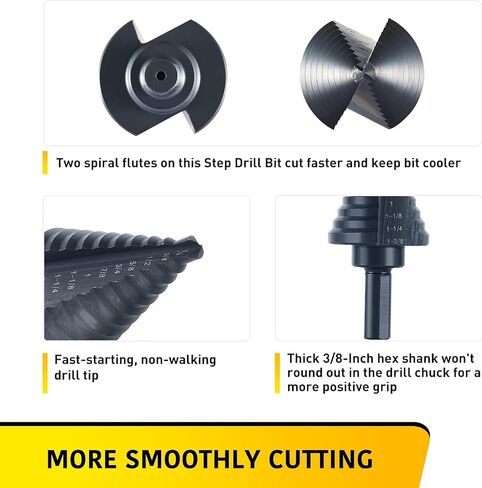 Titanium Step Drill Bit Set, 5PCS HSS Step Drill Bits, 50 Sizes in 5 High-Speed Steel Bits for Sheet Metal with Aluminum Case in Kuwait