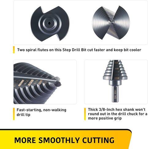 Titanium Step Drill Bit Set, 5PCS HSS Step Drill Bits, 50 Sizes in 5 High-Speed Steel Bits for Sheet Metal with Aluminum Case in Kuwait
