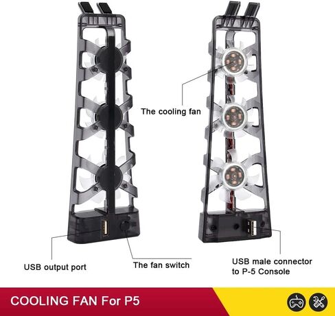 مروحة تبريد navor متوافقة مع PS5، تبديد الحرارة 3 مراوح عالية السرعة متوافقة مع وحدة تحكم Playstation 5 CFI-1000A وCFI-1000B. in Kuwait