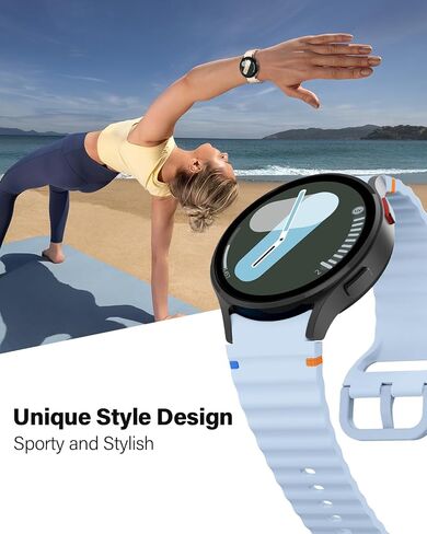 Silicone Sport Band Compatible With Samsung Galaxy Watch 7 Band 40mm 44mm,No Gap Sporty Strap with Decorative Woven Line for Samsung Watch 7 44mm Bands Men Women(2024) in Saudi Arabia