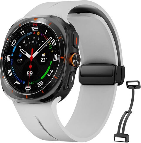 متوافق مع Samsung Galaxy Watch Ultra Bands 47mm، سوار سيليكون مغناطيسي متوافق مع Galaxy Watch 7 Ultra Band 2024 حزام بديل للرجال والنساء in Kuwait