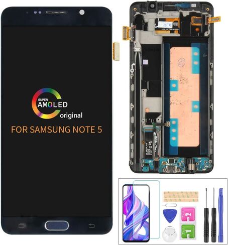 A-MIND لهاتف Samsung Galaxy Note 5 N920 SM-N920A N920i N920P N920T N920V 5.7 بوصة مجموعة استبدال مجموعة شاشة LCD تعمل باللمس مع إطار، واقي شاشة + أدوات (أزرق مع إطار) in Kuwait